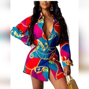 ♥️💛Sexy Collar Button Down Shirt Dress Blouse💛❤️